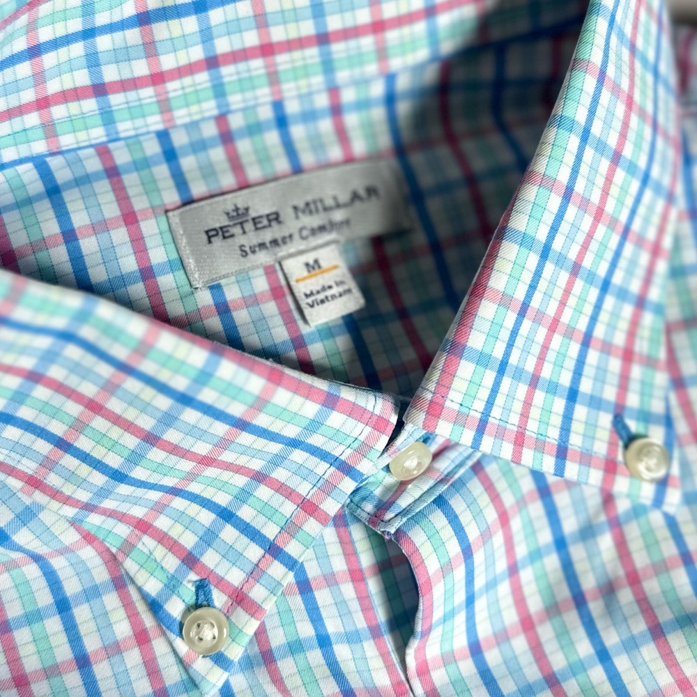 Peter Millar Summer Comfort Button Down Shirt - Medium - Striped.